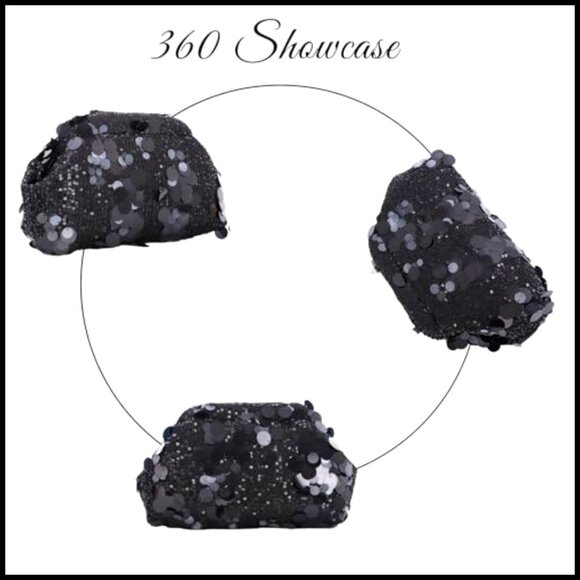 Sequin Beaded Evening Clutch with Detachable Chain Strap Elegant Formal